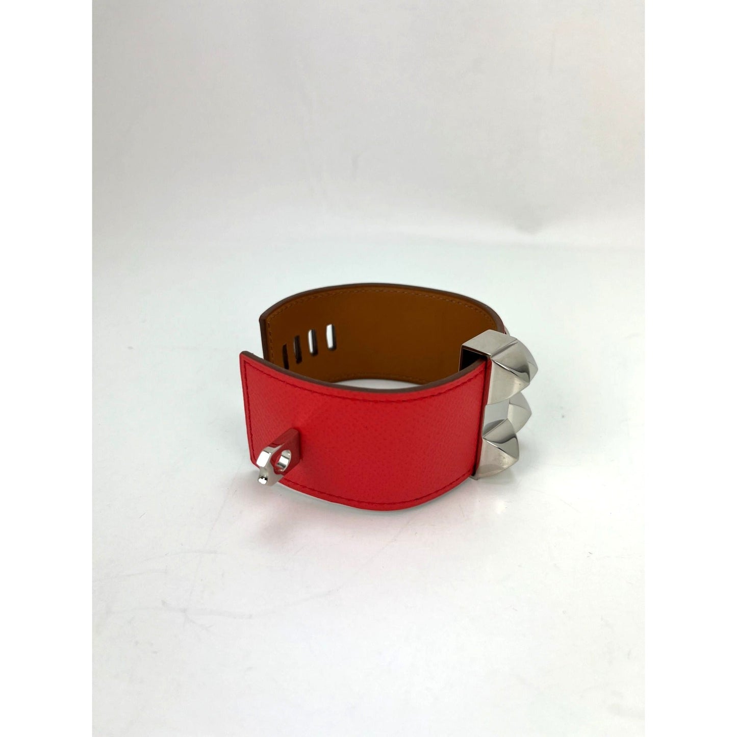 Hermes Leather COLLIER DE CHIEN CDC Rose Jaipur Epsom Bracelet