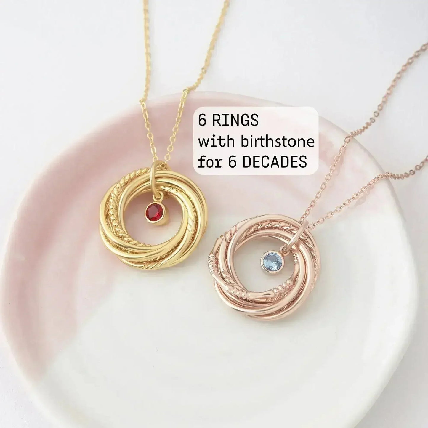 60th Birthday Gift For Woman, Birthday Gift For Mom, 6 Rings 6 Decades