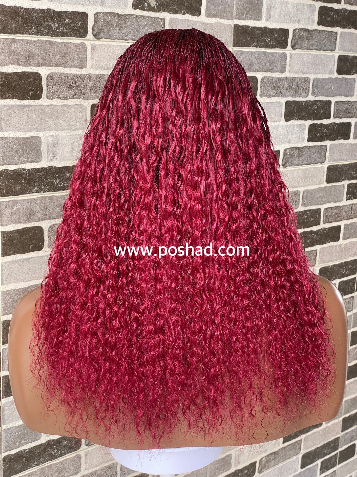 Wet And Wavy 100% Human Hair Knotless Braid Wig, HD Full Lace, Burgundy