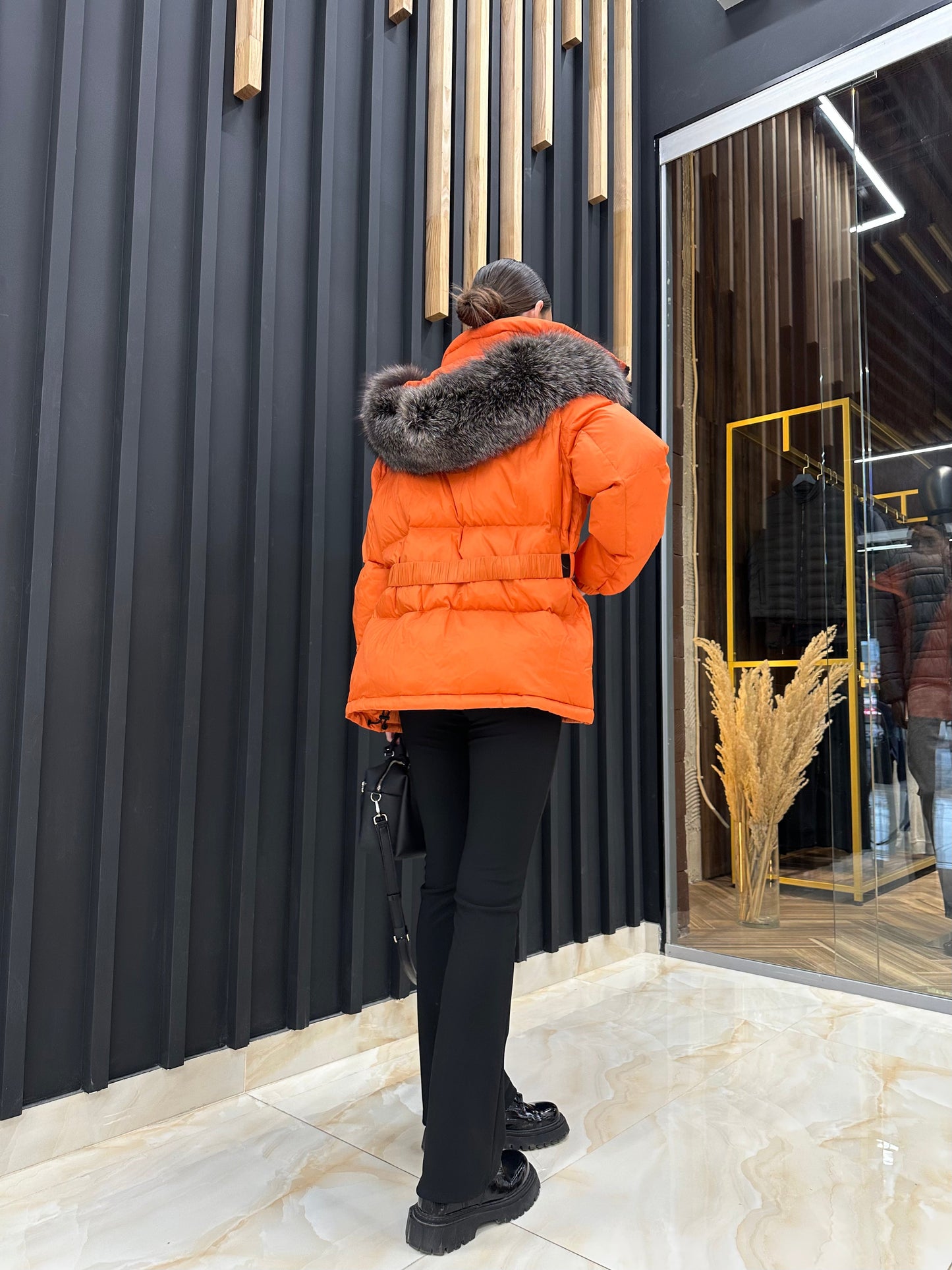 Veste en duvet de renard argenté véritable