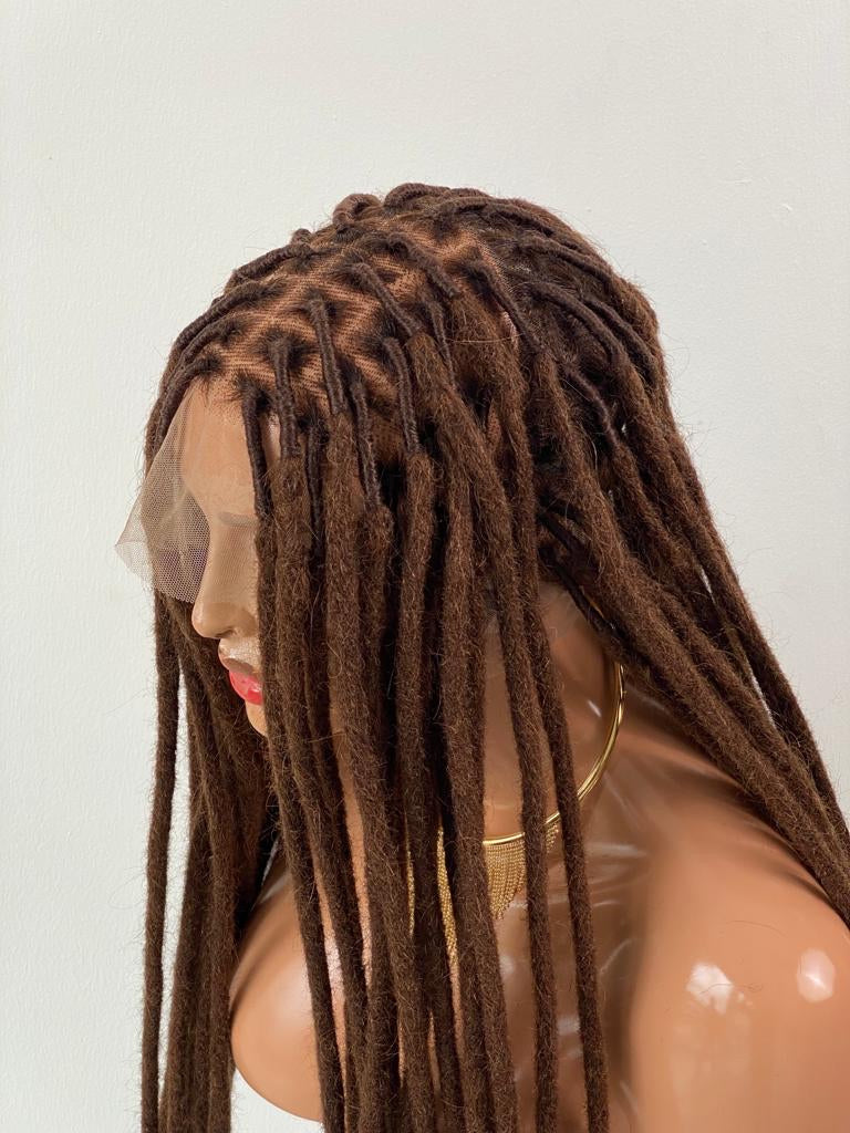 4C Natural Locs Wig "Color 4" HD Full Lace - Ready To Ship
