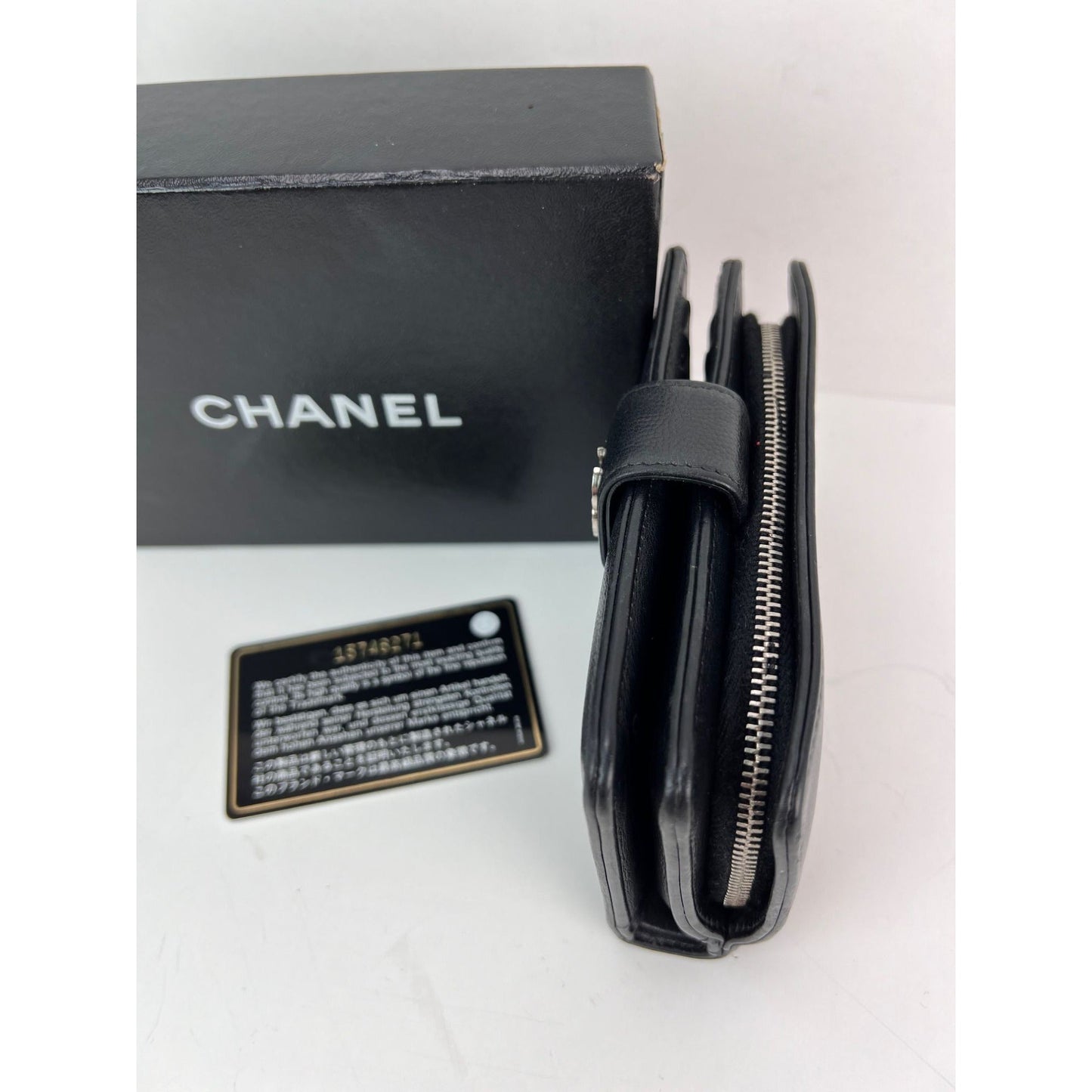 Chanel Caviar Timeless CC Zippered Pocket Black Wallet