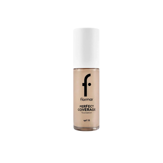 Fond de teint Flormar Perfect Coverage, hautement pigmenté et semi-brillant, SPF15, 30 ml - 100 Ivoire clair
