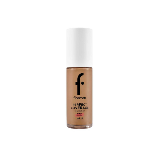 Fond de teint Flormar Perfect Coverage, hautement pigmenté et semi-brillant, SPF15, 30 ml - 135 Noisette