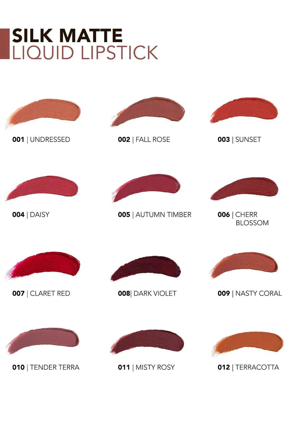 Rouge à lèvres liquide Flormar Silk Matte, hautement pigmenté et hydratant, fini mat, 4,5 ml - 010 Tender Terra