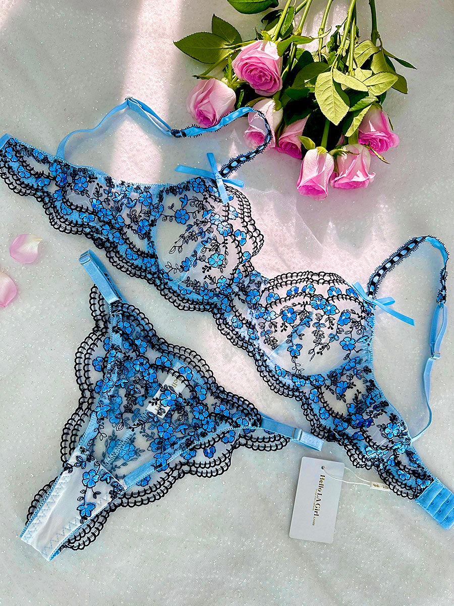 Blossom Delights Embroidery Lingerie Set