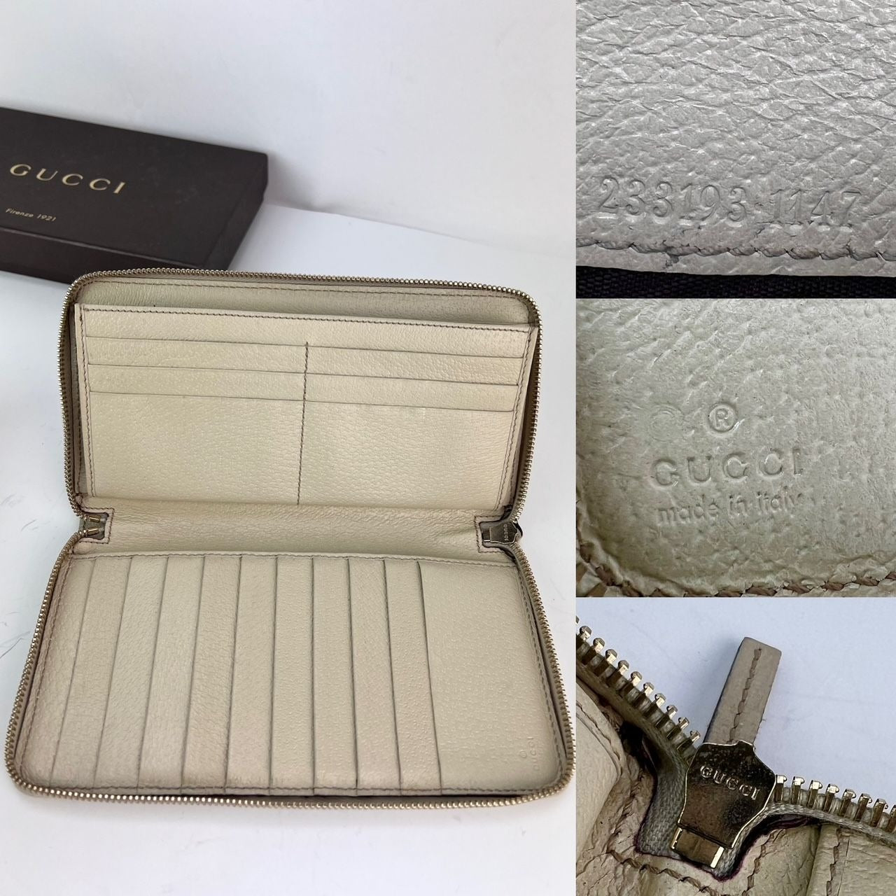 Gucci GG Logo Beige Zip Around Canvas Long Wallet