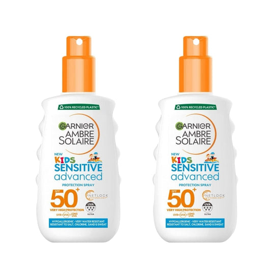 Garnier Ambre Solaire Kids Sensitive Advanced Sun Cream Spray SPF50+ 150 ml / 5 fl oz 2 Pack