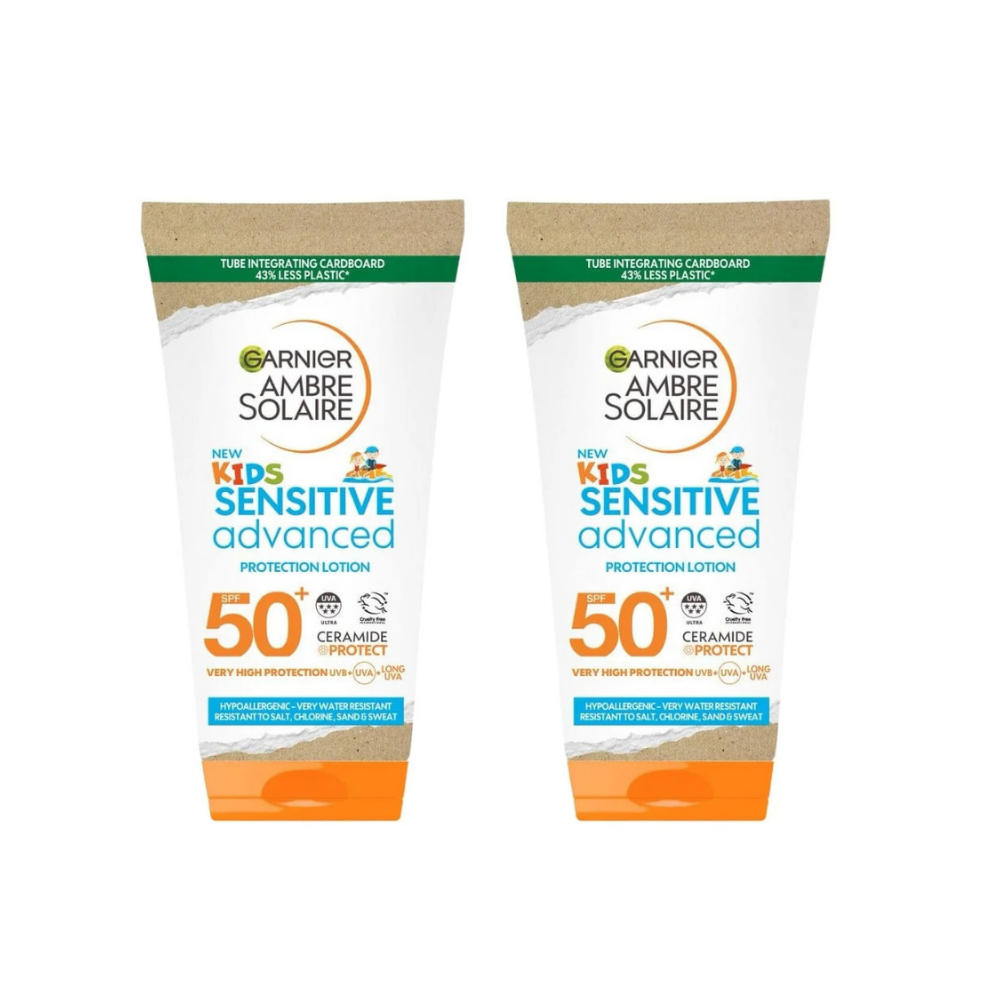 Garnier Ambre Solaire Kids Sensitive Lotion Protection Solaire Avancée SPF 50+ 175 ml Lot de 2