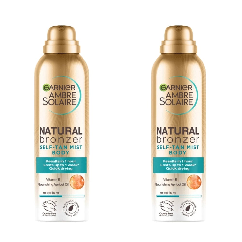 Garnier Ambre Solaire Natural Bronzer Self-tan Mist Body Spray , Medium 150ml 2 Pack