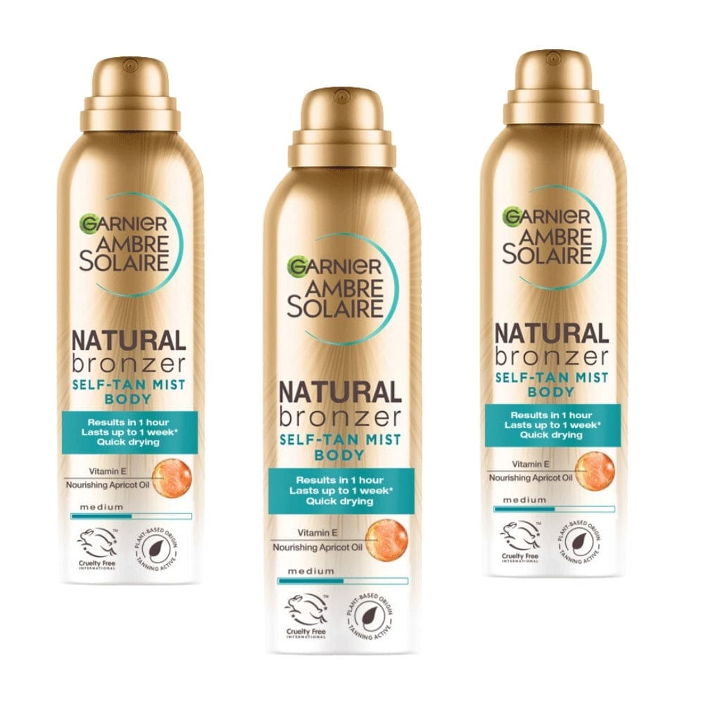 Garnier Ambre Solaire Natural Bronzer Brume Autobronzante Corps Spray, Medium 150 ml Lot de 3