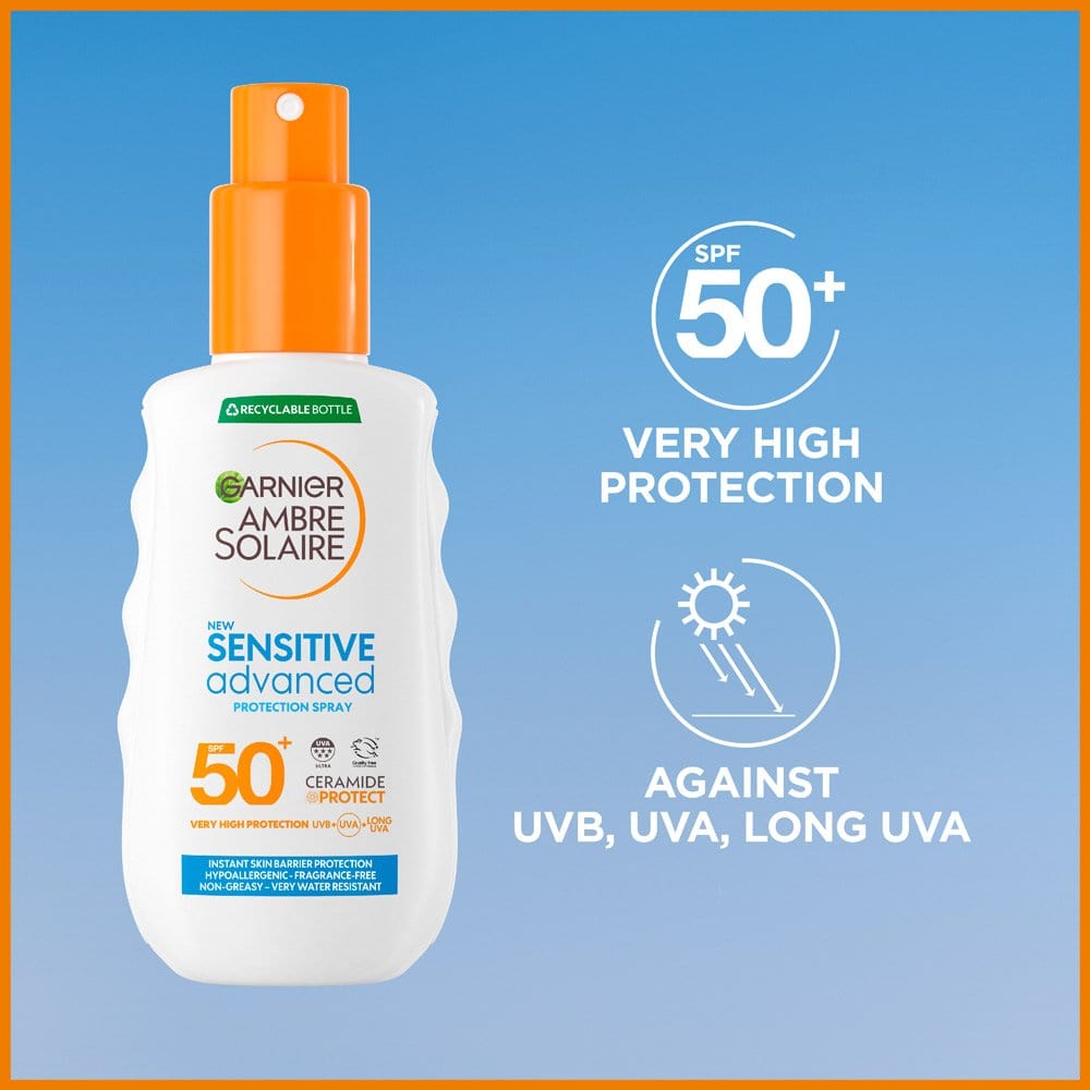 Garnier Ambre Solaire SPF 50+ Sensitive Advanced Sun Spray 150 ml / 5 fl oz 2 Pack