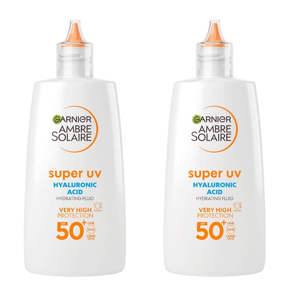 Garnier Ambre Solaire Super UV Crème Visage Anti-Dessèchement Acide Hyaluronique Spf50 40 ml Lot de 2 