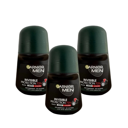 Garnier Men Invisible Protection Anti-Perspirant Roll-On 50 ml / 1.7 fl oz 3 Pack