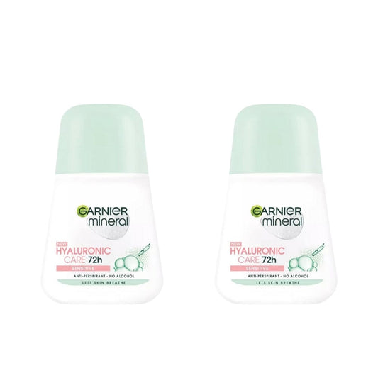 Déodorant anti-transpirant à bille Garnier Mineral Hyaluronic Sensitive 50 ml, lot de 2