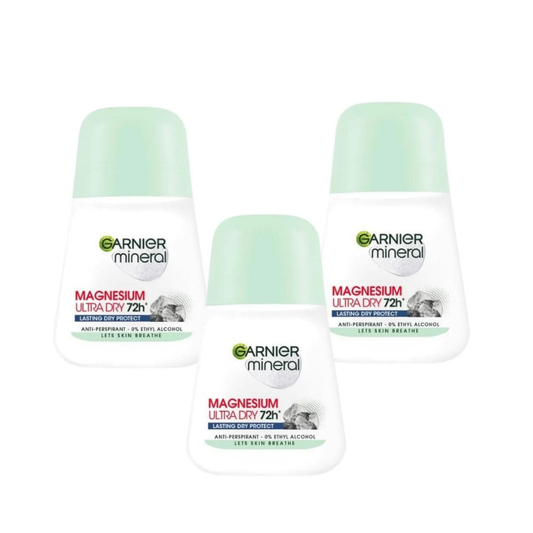 Garnier Mineral Magnesium Ultra Dry 72h Lasting Roll-On 50 ml /1.7 fl oz 3 Pack