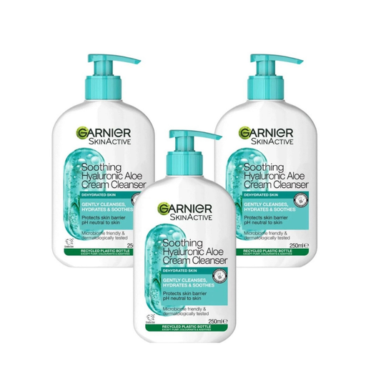 Garnier Skin Active Hyaluronic Aloe Vera Crème Nettoyante Apaisante 250 ml Lot de 3