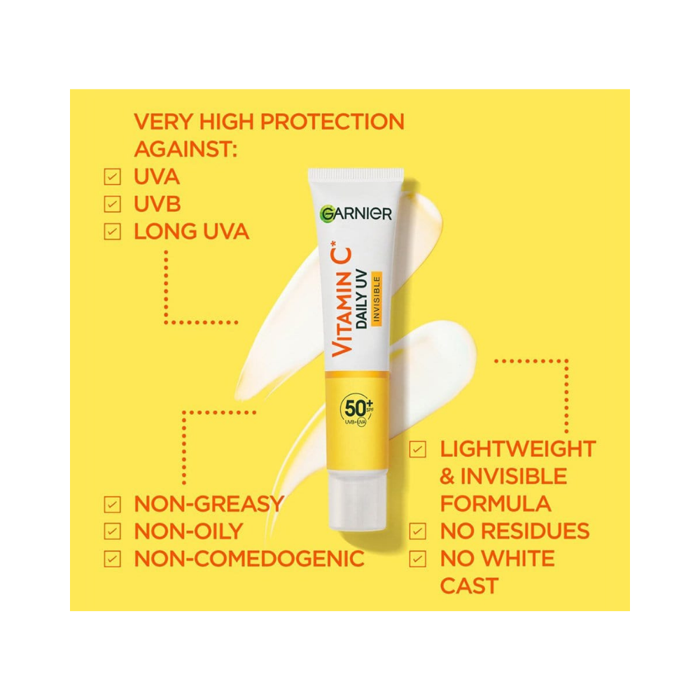 Garnier Skin Active Vitamin C Daily UV Brightening Fluid Invisible, SPF50+ 40 ml