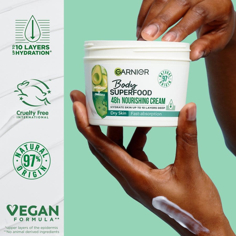 Garnier Superfood Avocado & Omega 6 Superfood Nourishing Body Cream 380ml 2 Pack