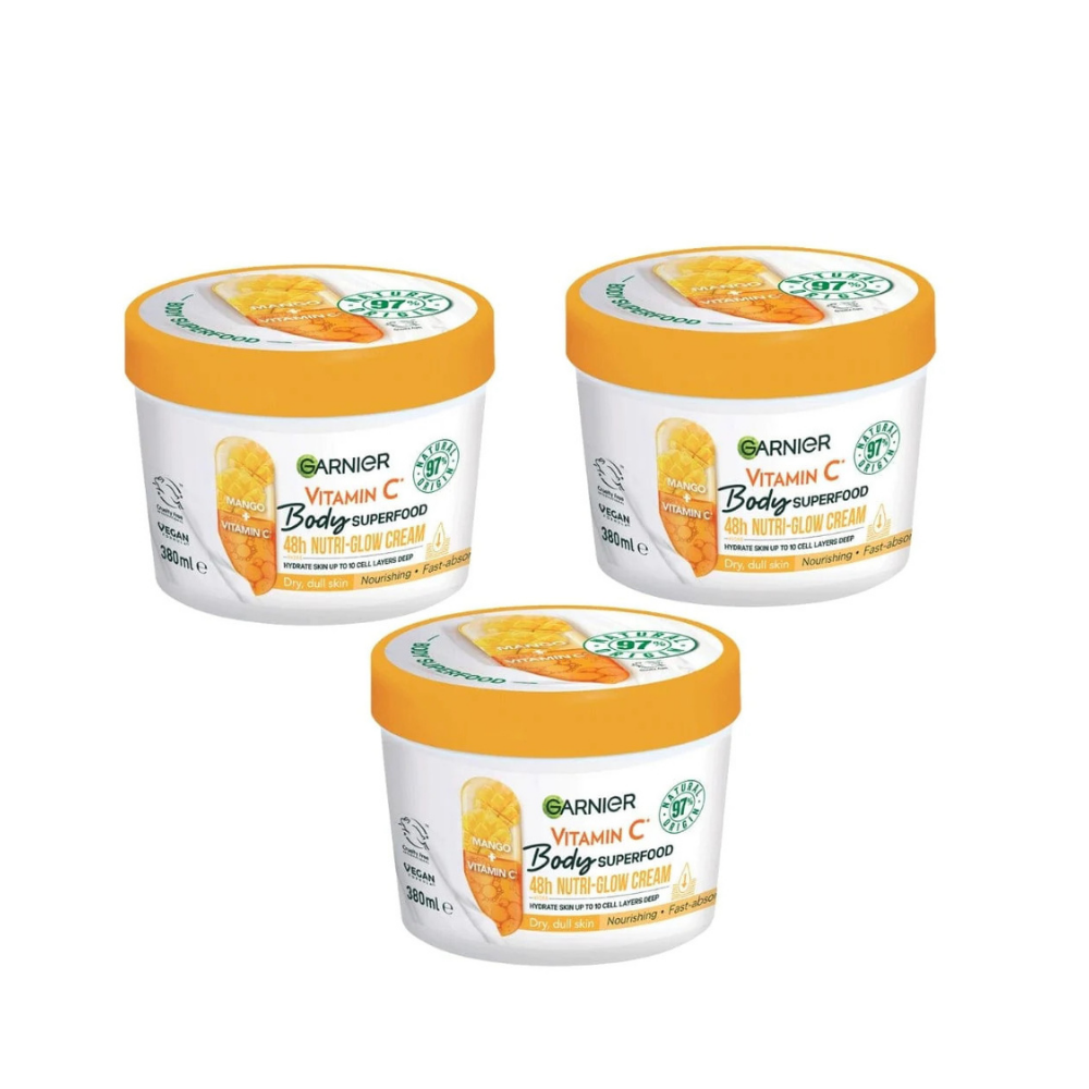 Crème pour le corps Garnier Superfood Vitamine C et Mangue 380 ml, lot de 3