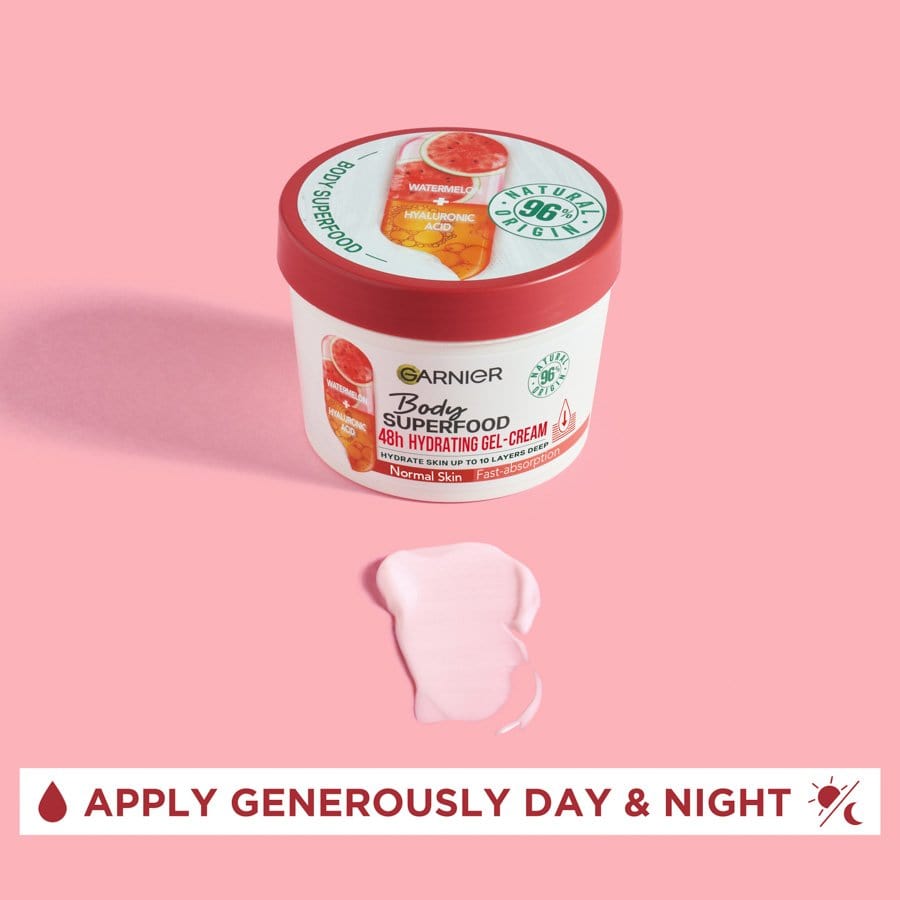 Crème Corps Garnier Superfood Pastèque et Acide Hyaluronique 380 ml Lot de 2