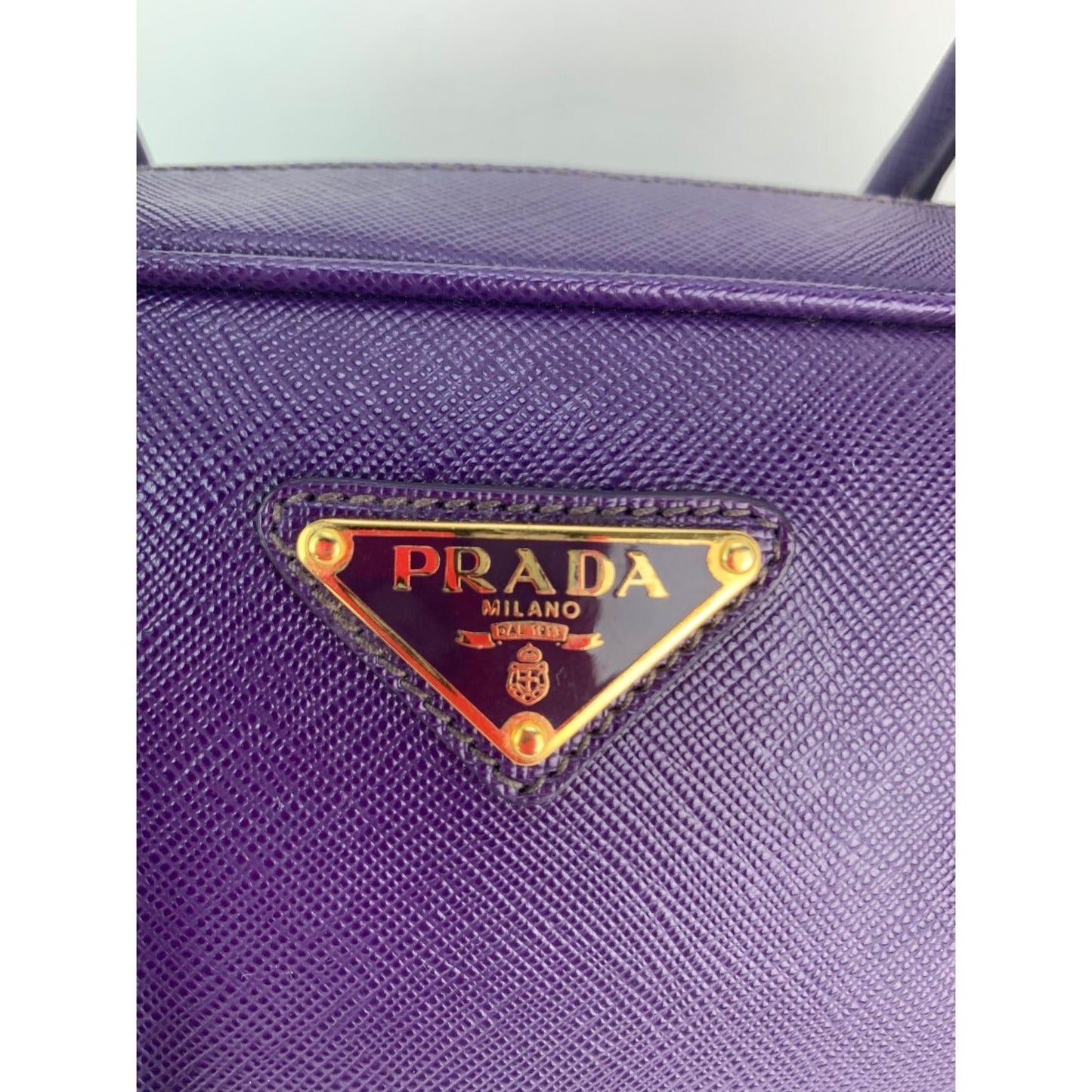 Prada Saffiano Leather Lux Small  Top Handle Viola Purple Handbag