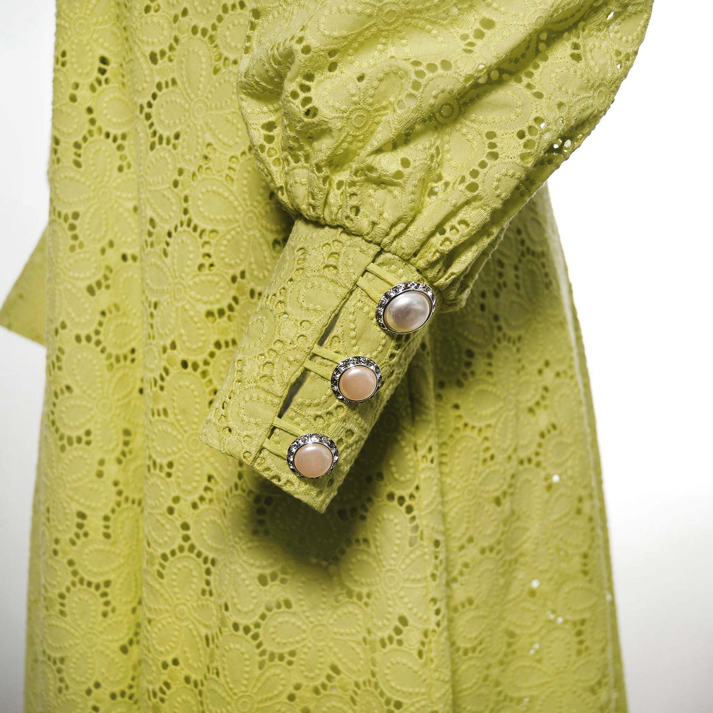 Verna Lime Green Eyelet Long Dress