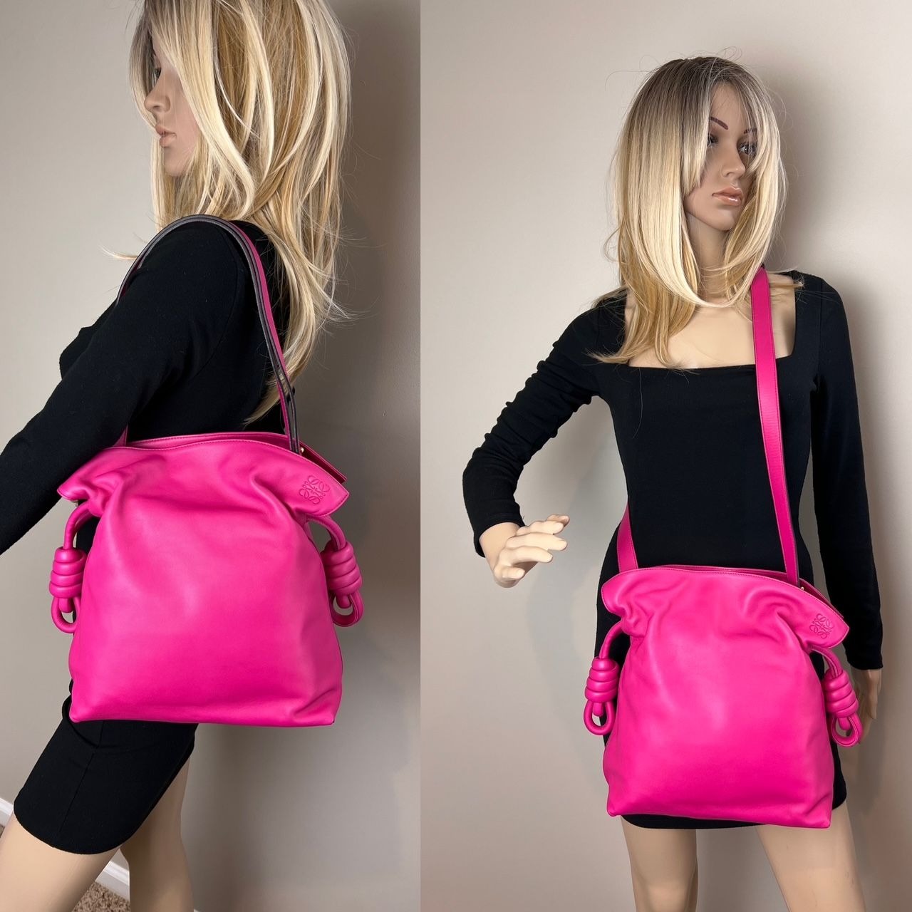 Loewe Nappa Pink Flamenco Medium Knot Shoulder Bag