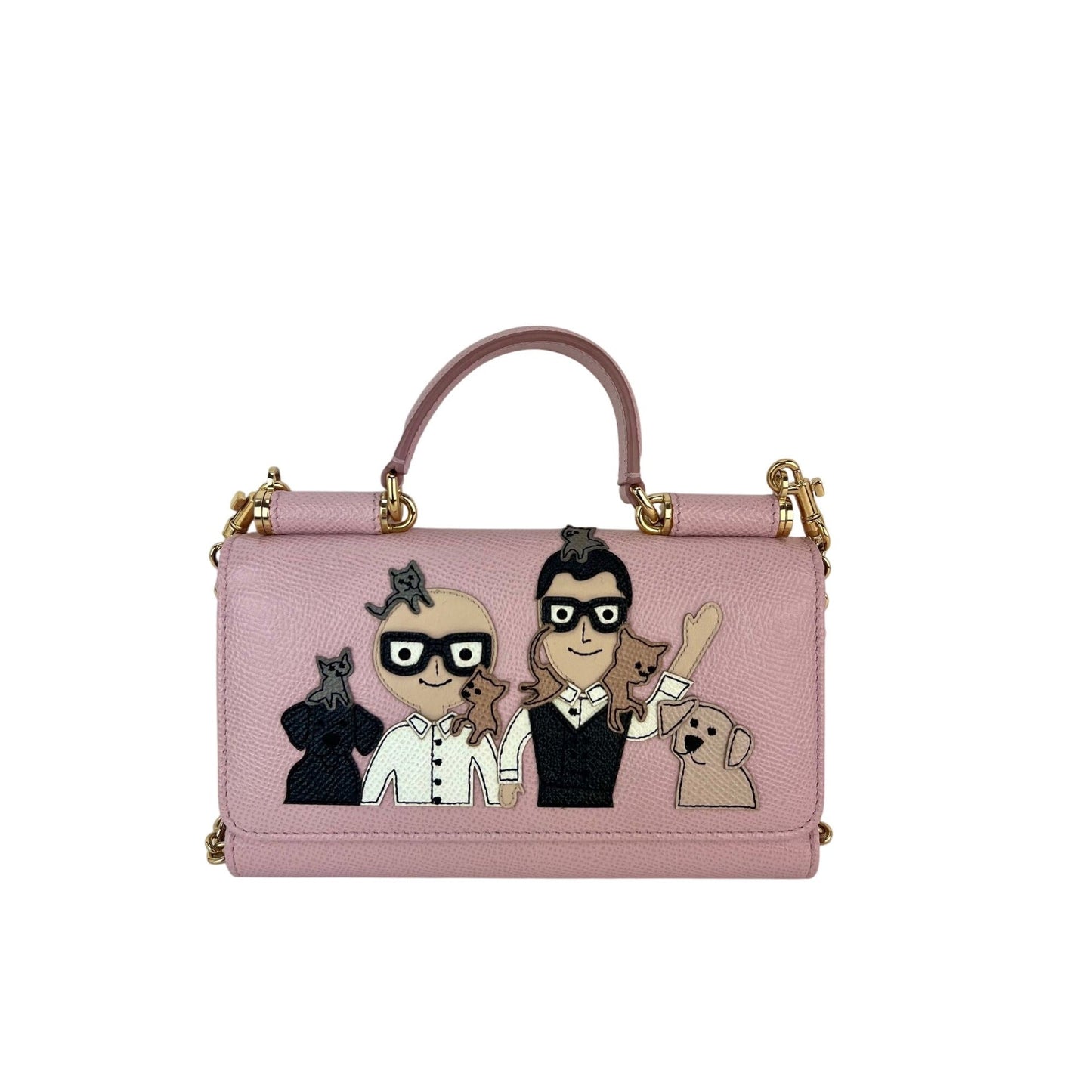 Sac à main Dolce &amp; Gabbana pour téléphone portable St Dauphine Cartoon Pink Wallet on a Chain