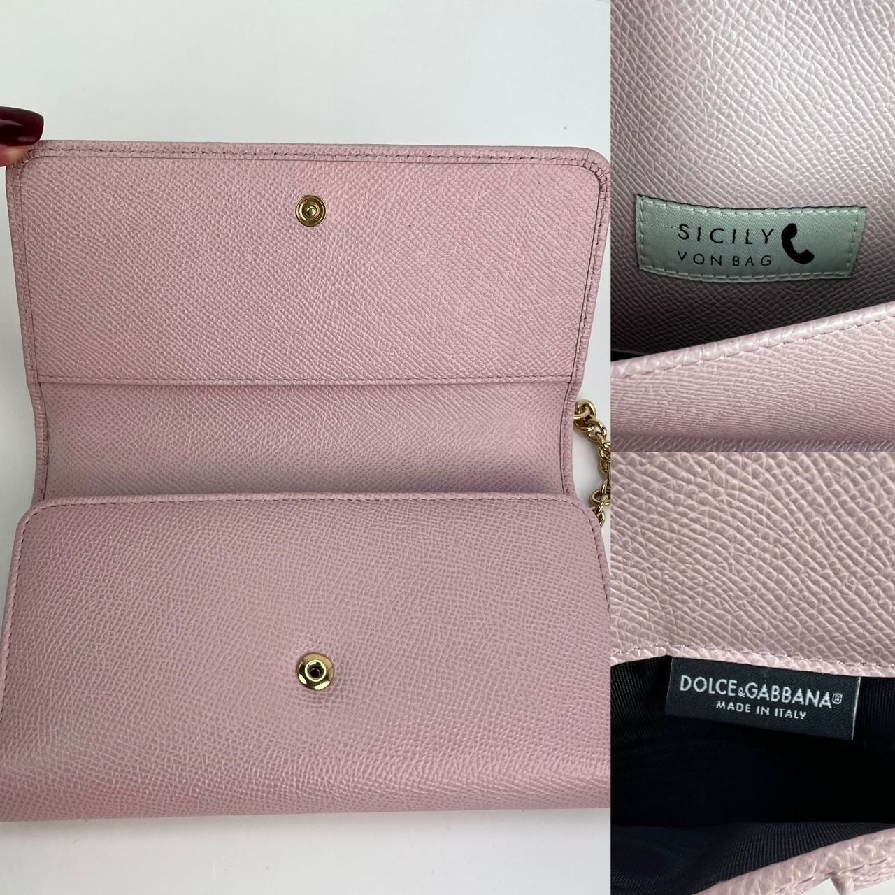 Sac à main Dolce &amp; Gabbana pour téléphone portable St Dauphine Cartoon Pink Wallet on a Chain