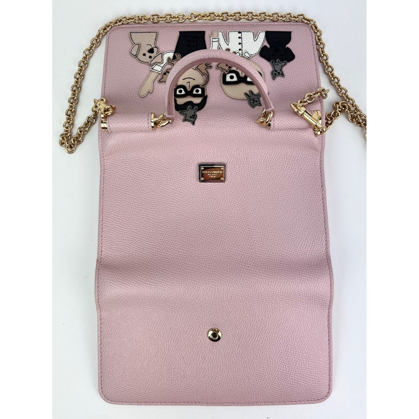 Sac à main Dolce &amp; Gabbana pour téléphone portable St Dauphine Cartoon Pink Wallet on a Chain