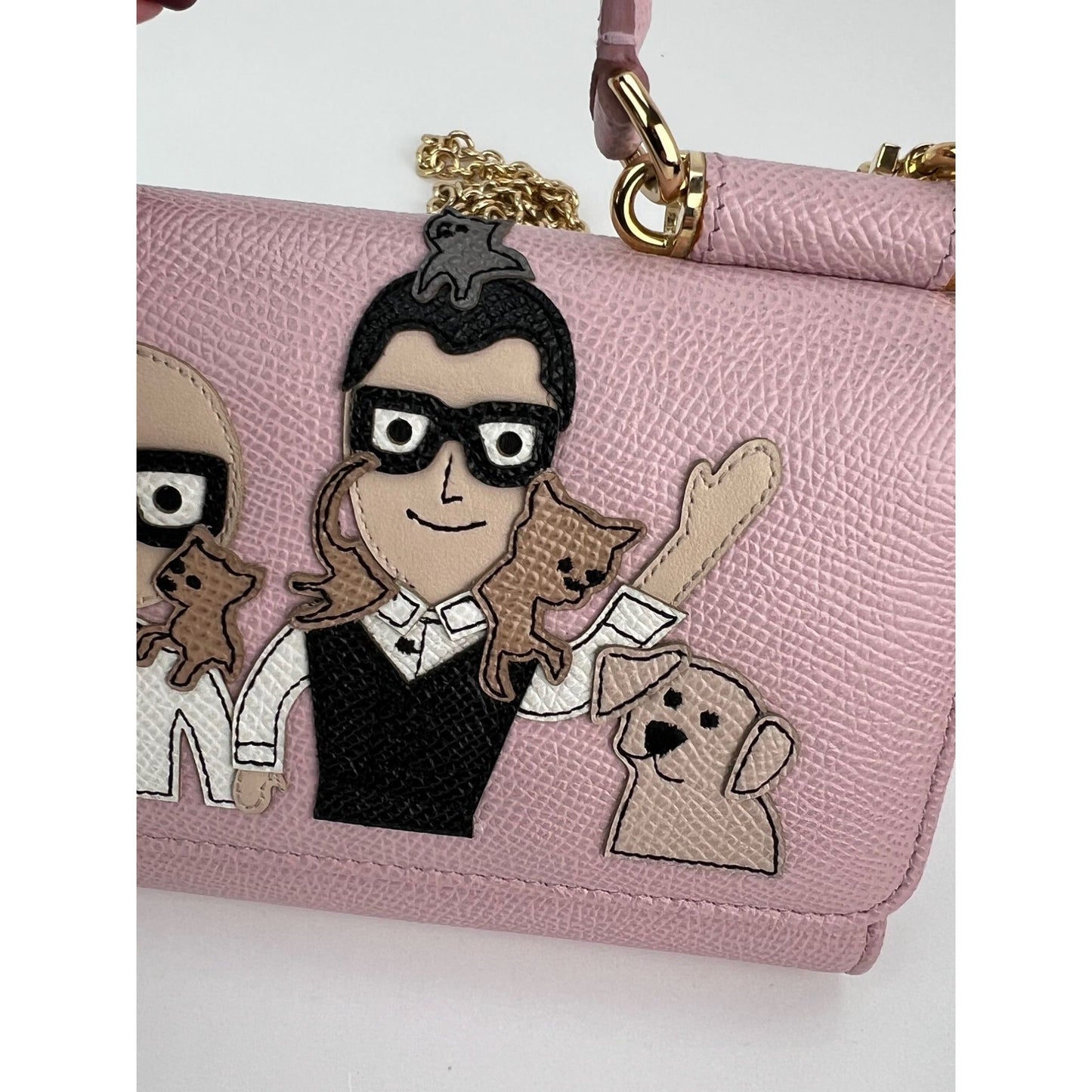 Sac à main Dolce &amp; Gabbana pour téléphone portable St Dauphine Cartoon Pink Wallet on a Chain