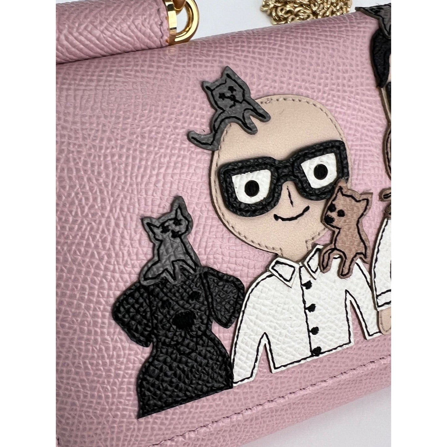 Sac à main Dolce &amp; Gabbana pour téléphone portable St Dauphine Cartoon Pink Wallet on a Chain