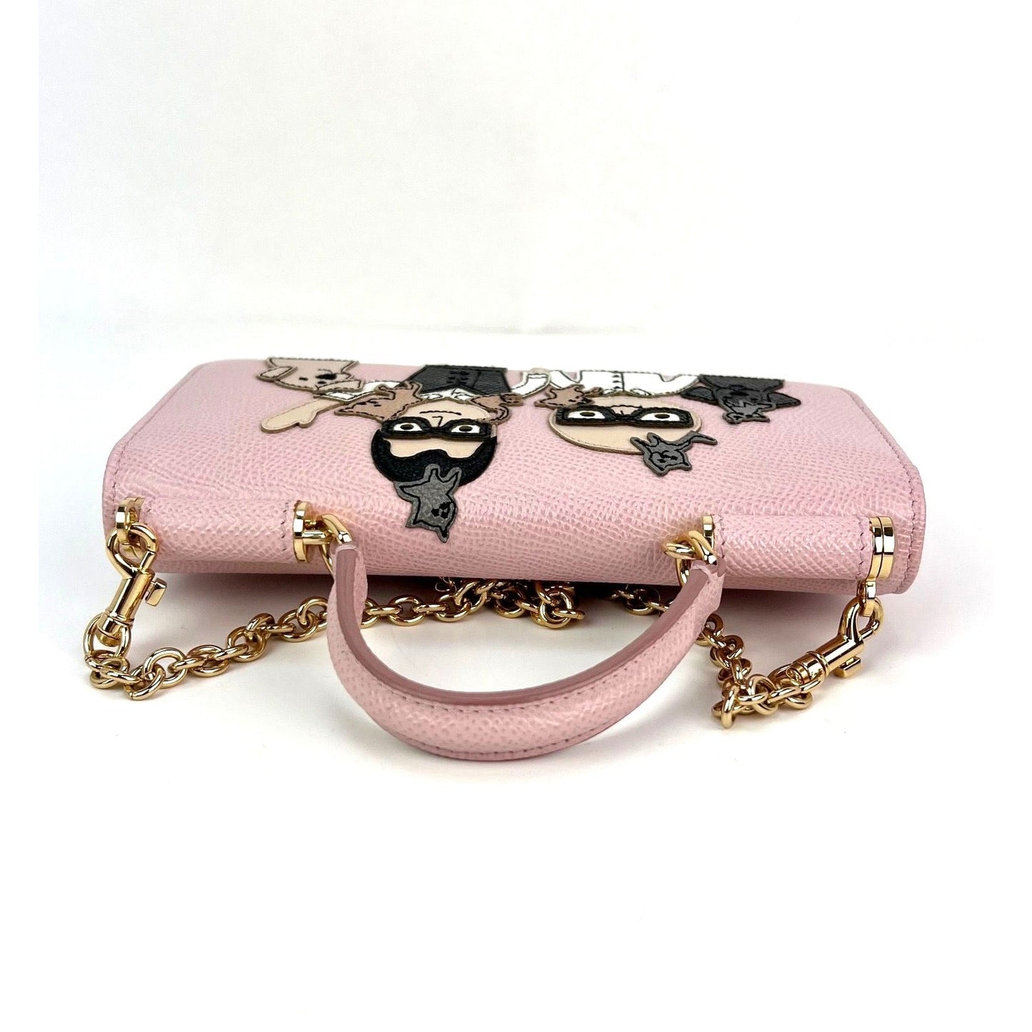 Sac à main Dolce &amp; Gabbana pour téléphone portable St Dauphine Cartoon Pink Wallet on a Chain