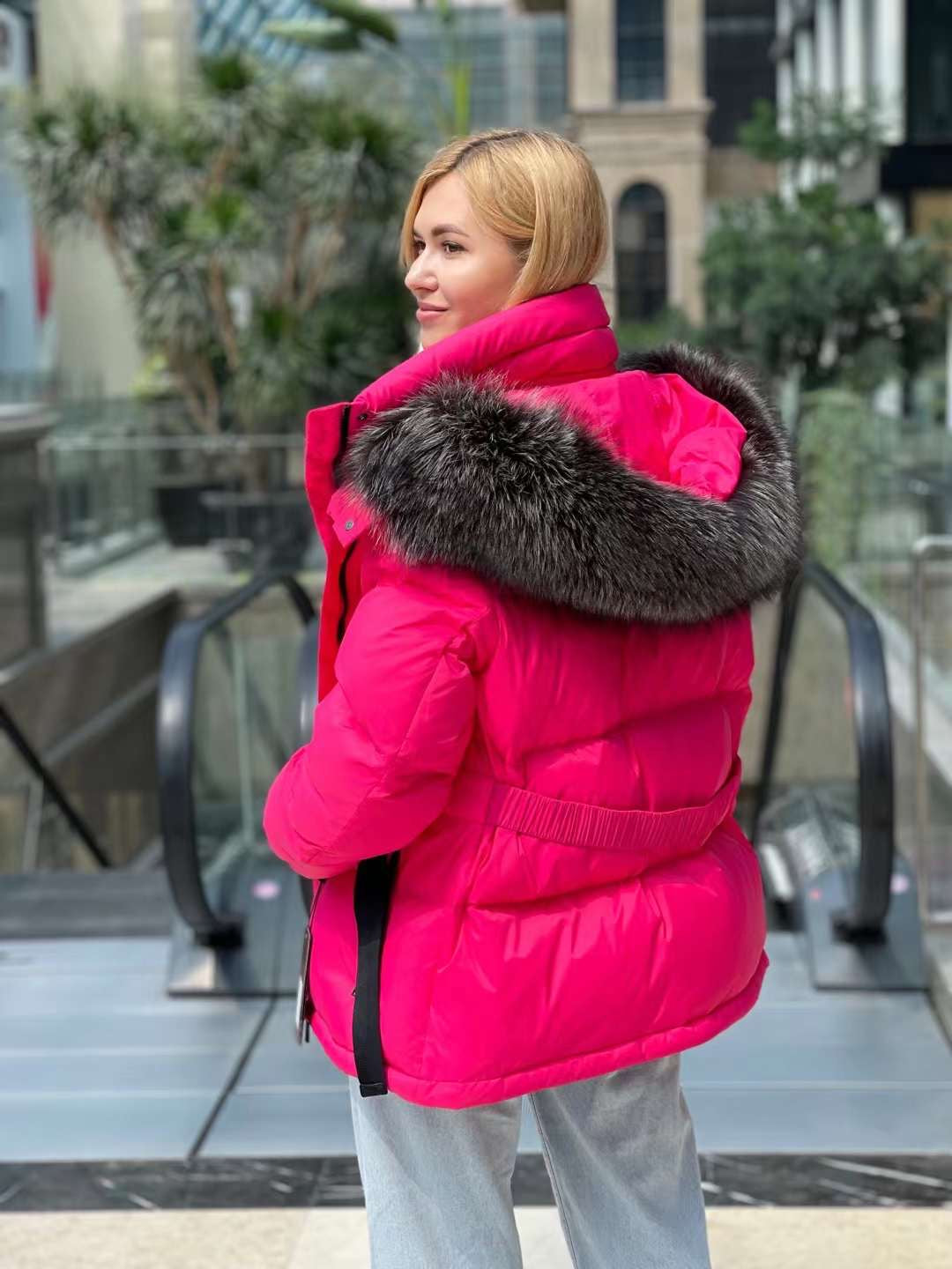 Veste en duvet de renard argenté véritable