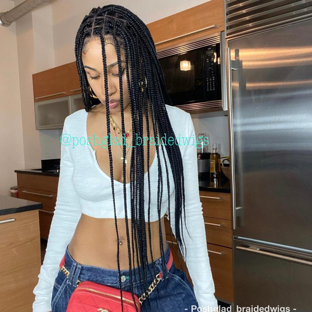 Shade Knotless Braid Wig, Full Lace, Color 1, Glueless, Scalp-Looking (Erica)