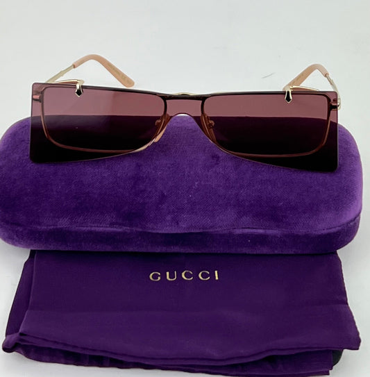 Gucci Flip-Up Sunglasses Rectangle Red Gold frames GG0363S 002 56