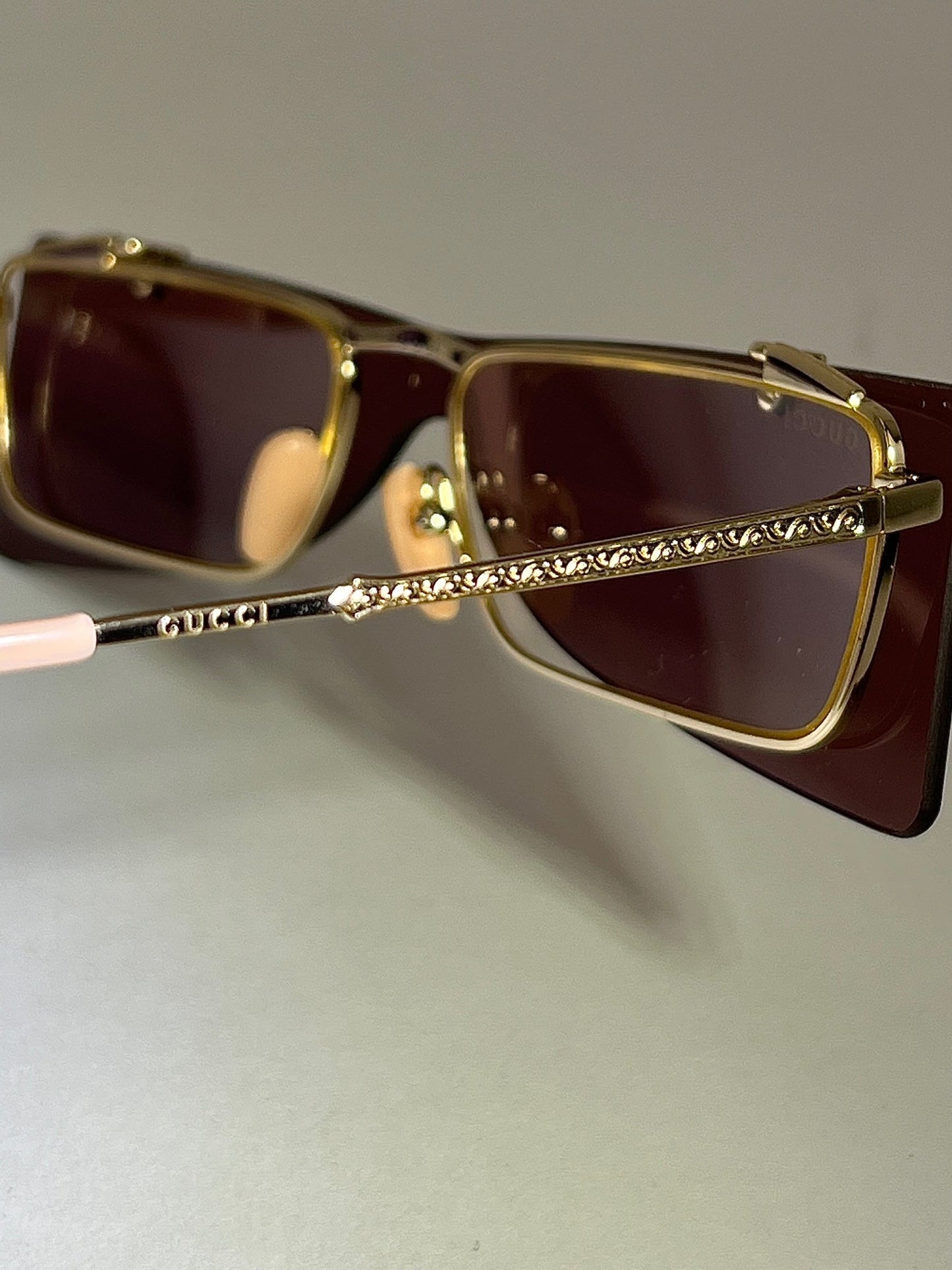 Gucci Flip-Up Sunglasses Rectangle Red Gold frames GG0363S 002 56