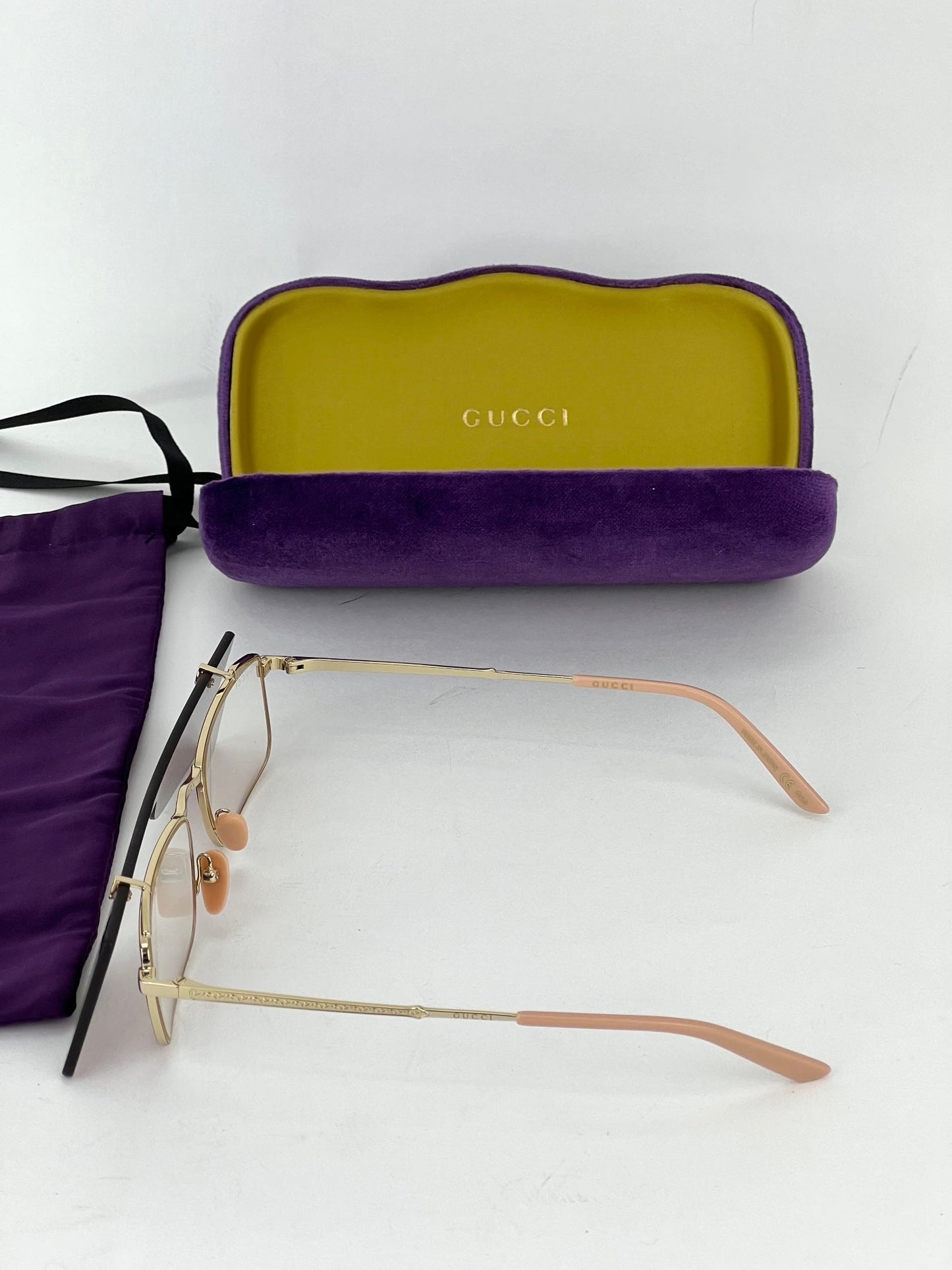 Gucci Flip-Up Sunglasses Rectangle Red Gold frames GG0363S 002 56