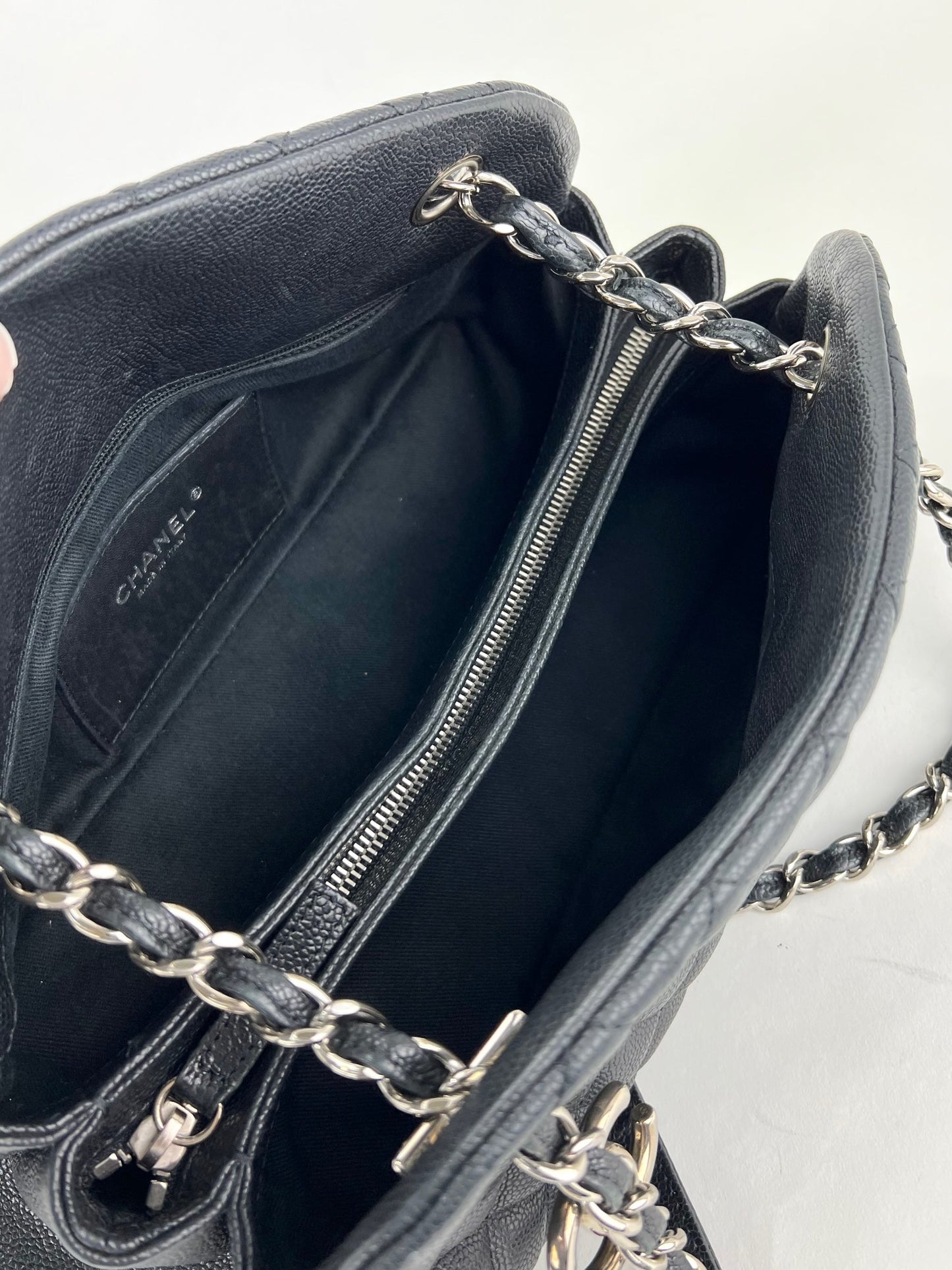 CHANEL Just Mademoiselle Quilted Caviar Black Bowling Shoulder Bag