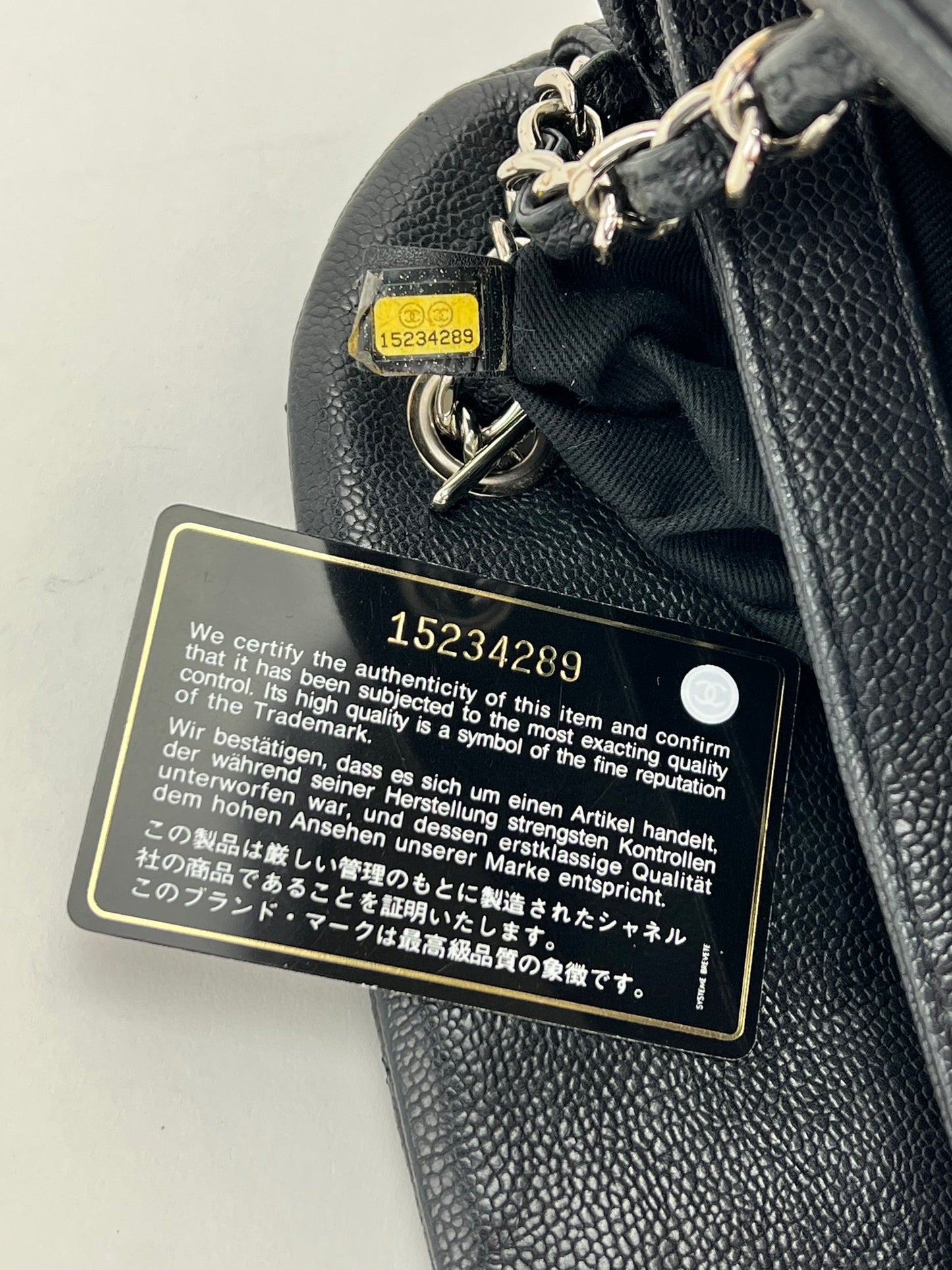 CHANEL Just Mademoiselle Quilted Caviar Black Bowling Shoulder Bag