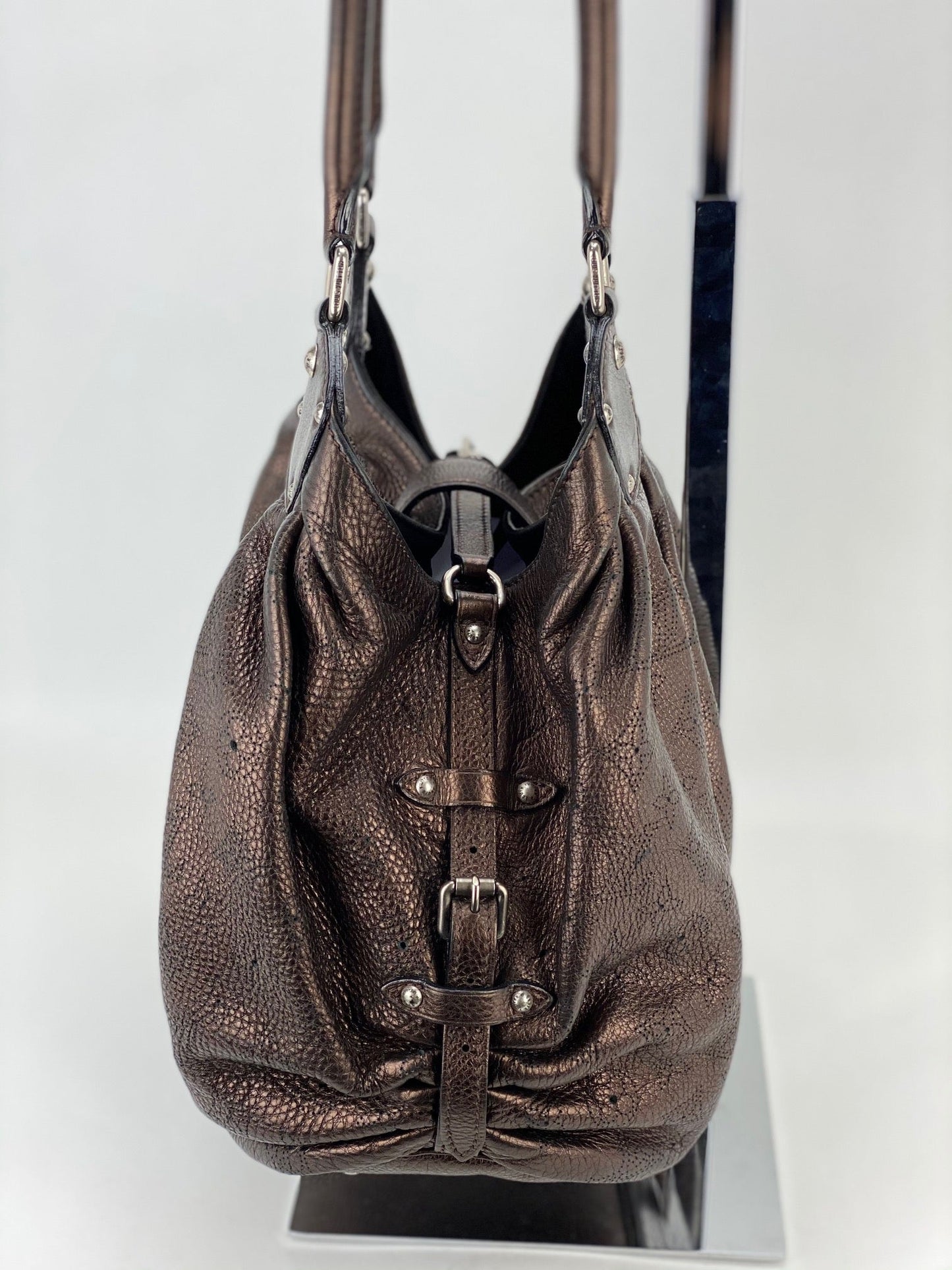 Louis Vuitton Large Mahina Metallic Bronze Leather Shoulder Bag