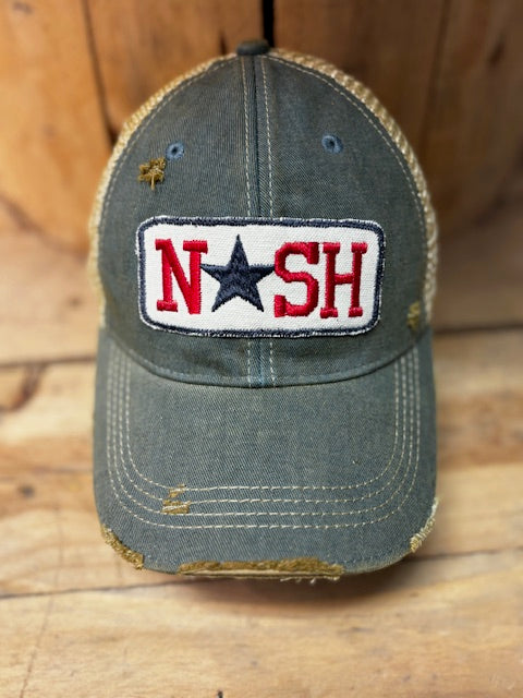 NASH Distressed Mesh Snapback Baseball Cap