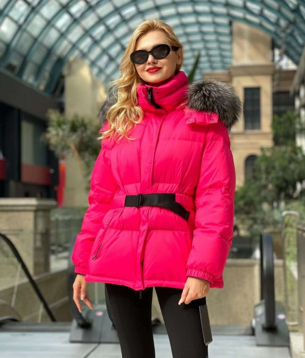 Veste en duvet de renard argenté véritable