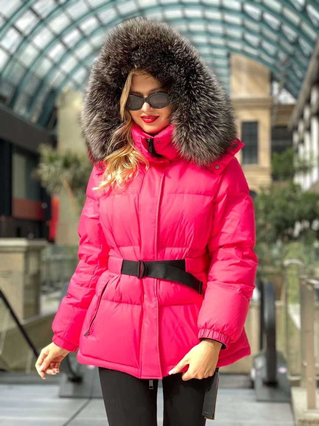 Veste en duvet de renard argenté véritable