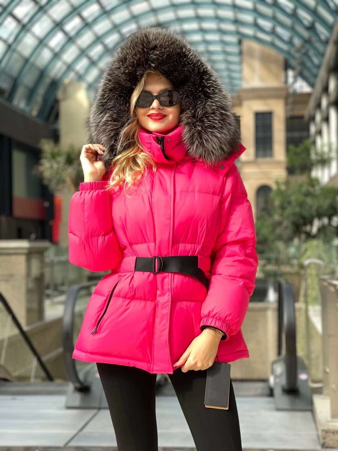 Veste en duvet de renard argenté véritable