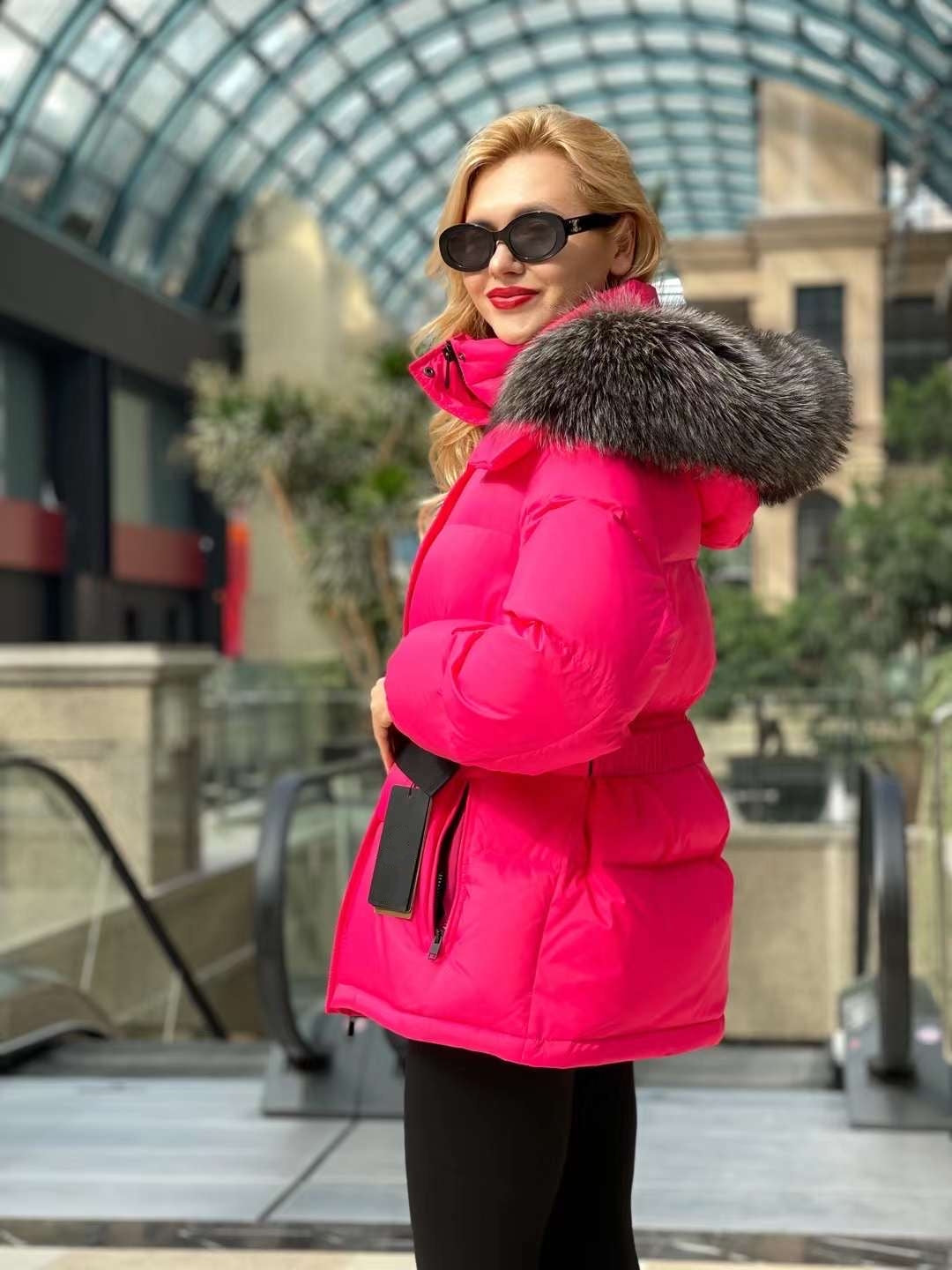 Veste en duvet de renard argenté véritable