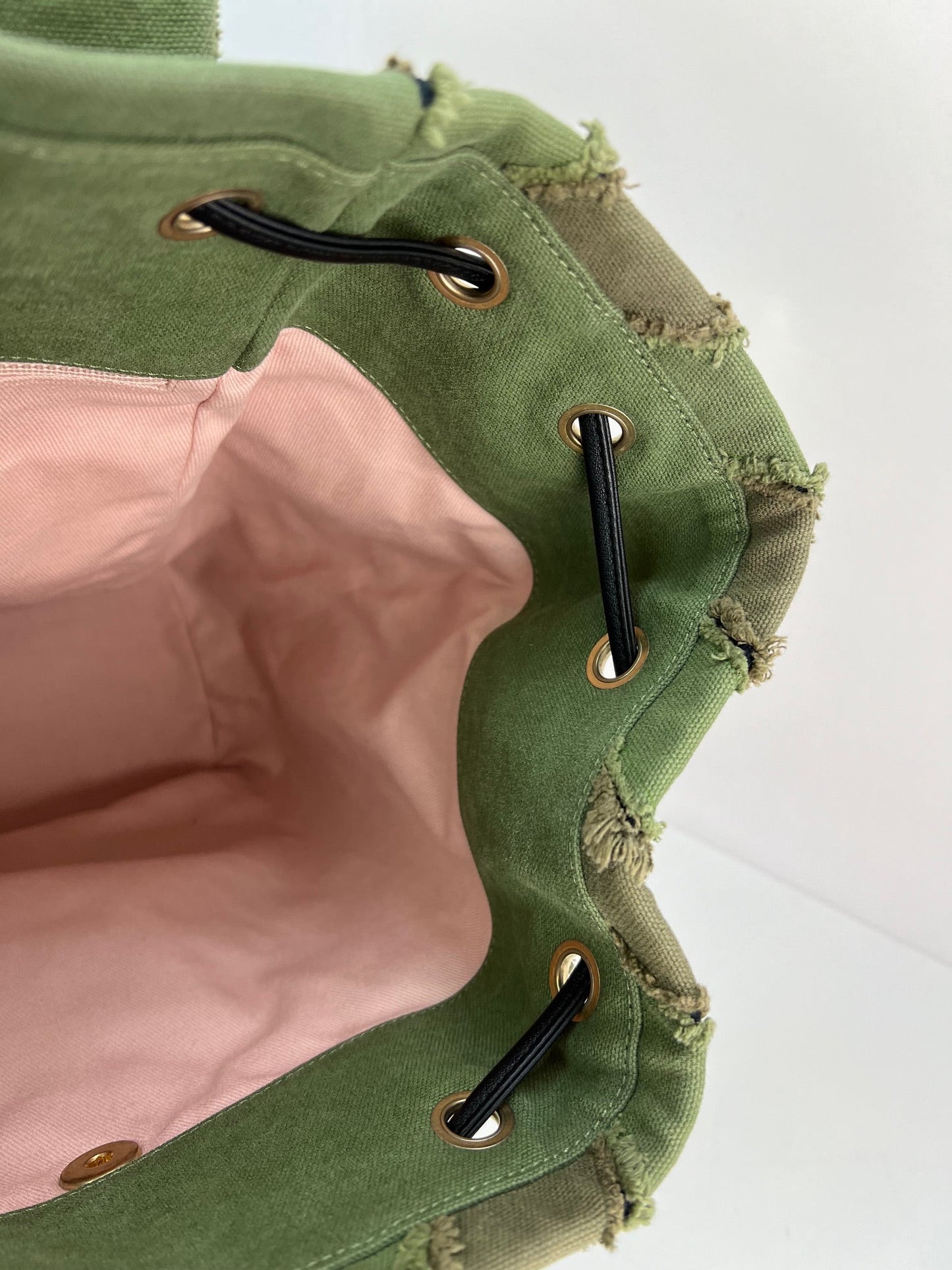 CHANEL Backpack Canvas Chevron Cuba Patchwork Khaki Green Backpack Preowned