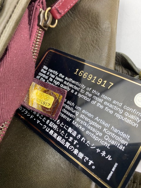 CHANEL Glazed Calfskin Shagreen Large Bindi CC Grey Tote Hand Bag