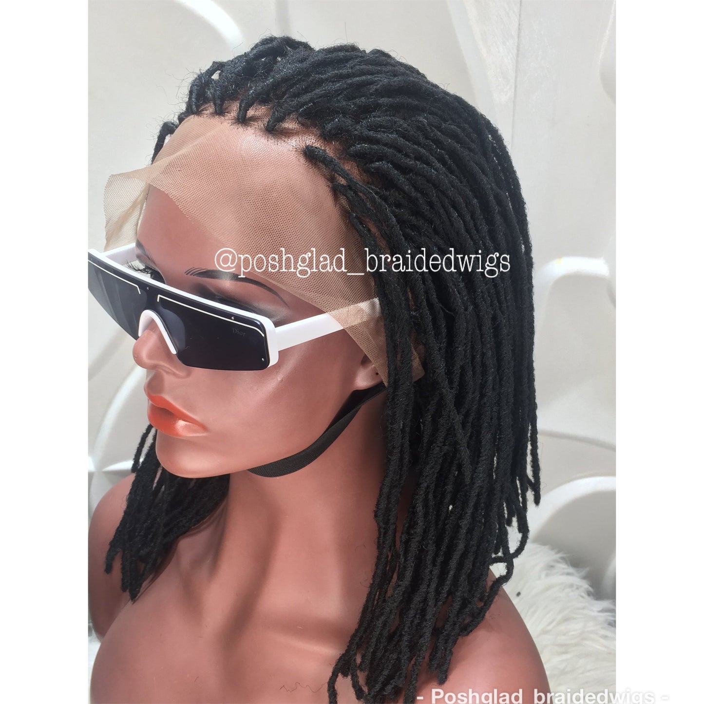 Simple Faux Locs Wig (Swiss Full Lace) Black Color, Shoulder Length - Karina